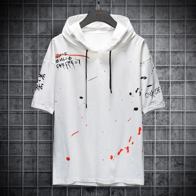 kaos hoodie pria lengan pendek/kaos hoodie kupluk/baju kupluk pendek keren