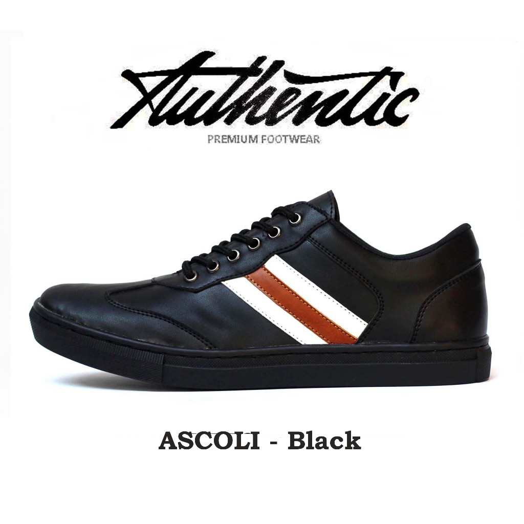 Sepatu Pria Sneakers Authentic Ascoli Black Ukuran Besar