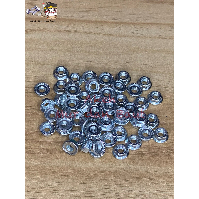 Mur Flange Nut Besi Putih M4 / Mur Topi Flange M4