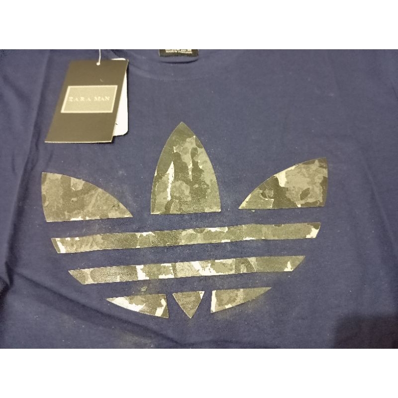 Kaos reject / defect Laki-laki ZARA MAN logo Adidas Bunga