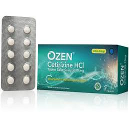 Ozen Cetirizine 10mg 1 Blister @10 Tablet / Membantu Meredakan Alergi / Obat Alergi Kulit