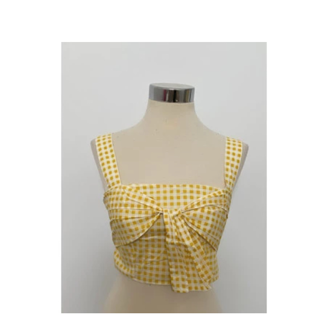 ZARA RIBBON YELLOW BAJU PANTAI SEXY CROP TOP KUNING ASLI ORIGNAL ORI M