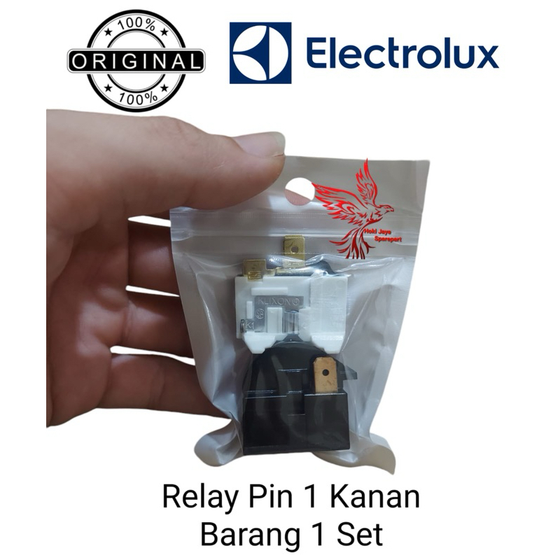 1 SET RELAY PTC KAKI 1 KANAN + OVERLOAD KULKAS ELECTROLUX ORIGINAL 2 PINTU