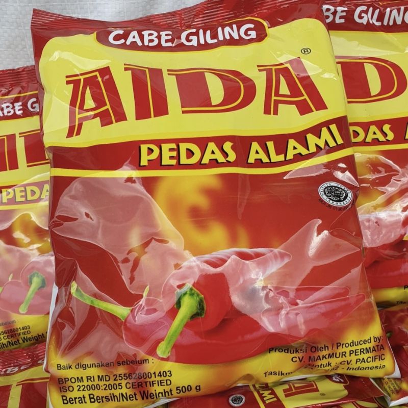 

PAKET HEMAT (2 Bungkus) CABE BUBUK PEDAS CABE GILING AIDA kemasan 500 gram penyedap rasa