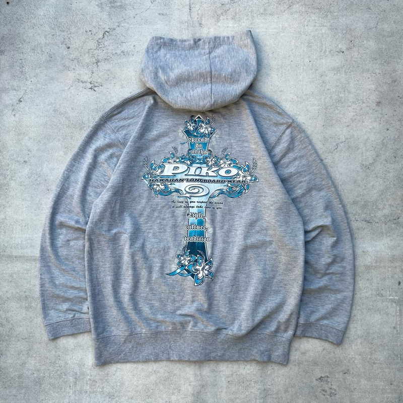 ZIP HOODIE VINTAGE Y2k PIKO HAWAIIAN LONGBOARD WEAR (L)