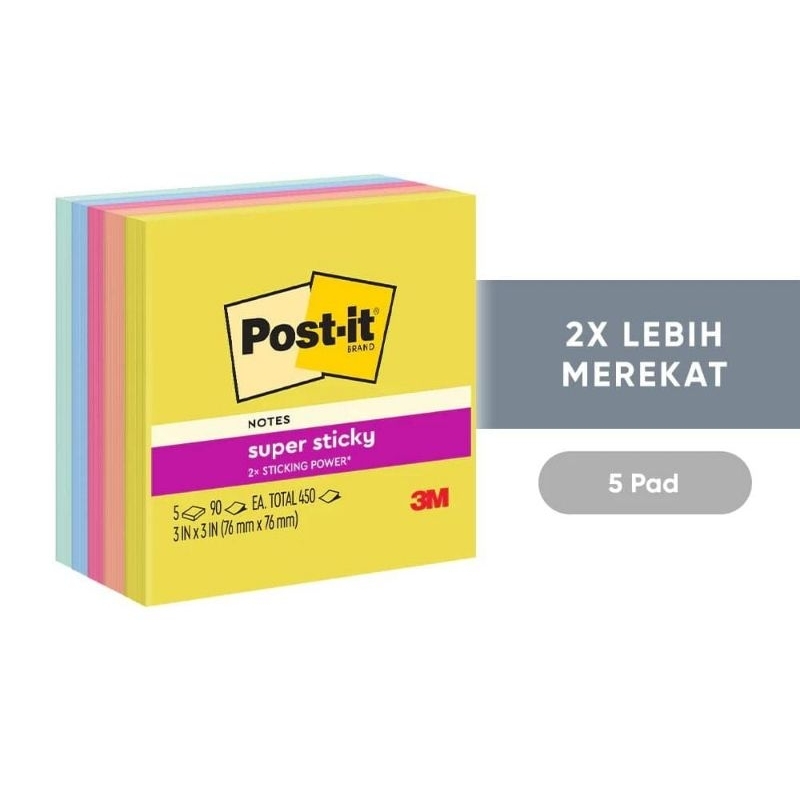 

3M POST IT 654-5SSJOY /STICKY NOTES/KERTAS MEMO TEMPEL 5PAD
