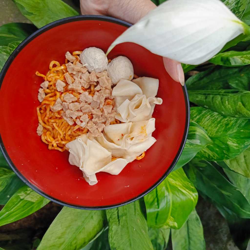 

[FOOD] Mie Jebew pedas isi pangsit ayam dan baso tinggal makan , Aman halal ngeunah