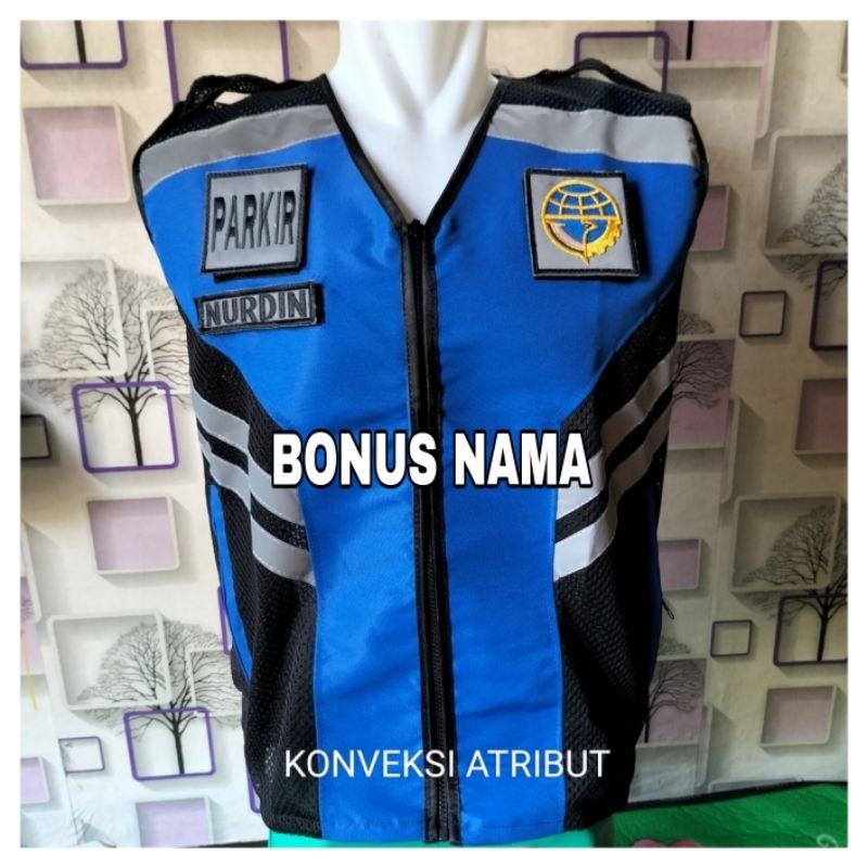 rompi parkir pria keren jaring taslan lengkap atribut