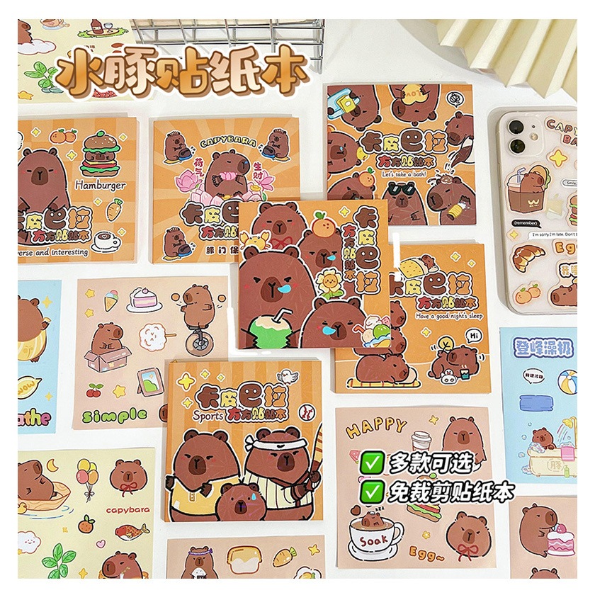 

Stiker Pack Capybara isi 20 lbr Capybara Stickey DIY Case Hp Dekor Buku Jurnal Stiker Square Pack Capybara