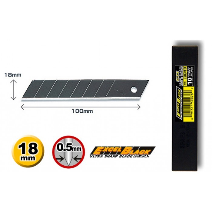 

Ag OLFA LBB-10 Refill Pisau Cutter 18mm (10pcs/pack) Spare Excel Black Speed Blade 18 mm