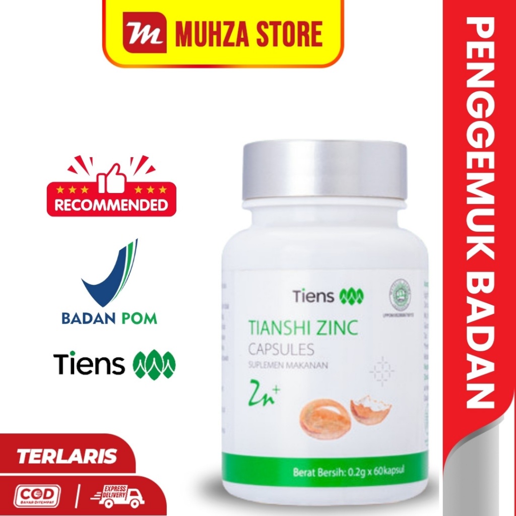 ( 15 KAPSUL ) Thiansi Zinc Obat kapsul penggemuk badan anak dan dewasa Tiens Dilengkapi Bubuk Protei