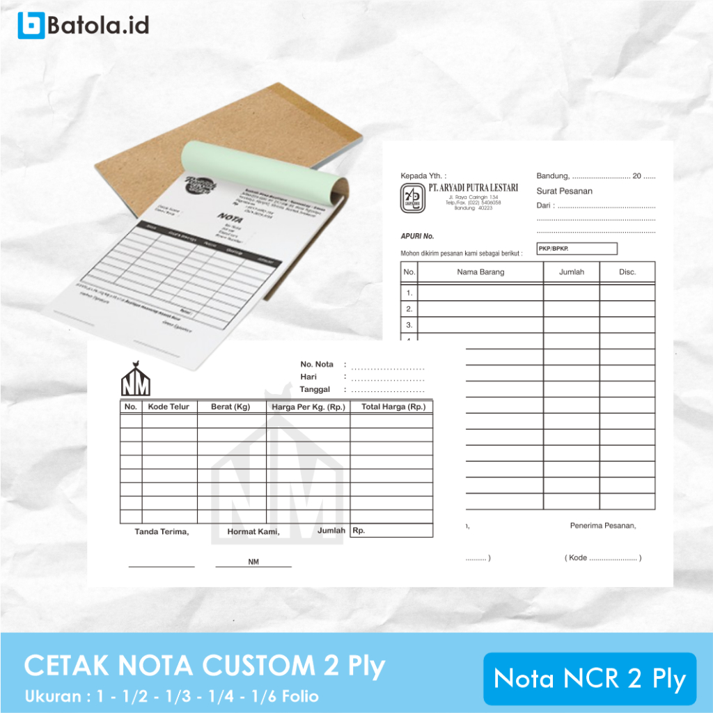 

Cetak Nota Custom 2 Ply - Bisa Order Sedikit - Bisa Pakai Nama dan Logo Toko