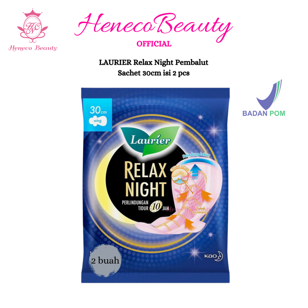 LAURIER Relax Night Pembaut Sachet 30cm isi 2 pcs  Pembalut Sachet