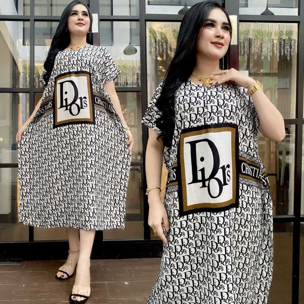 Ready stok - Daster Lowo Jumbo Motif Branded Daster Jumbo Busui Depan Resleting home dress tervirall