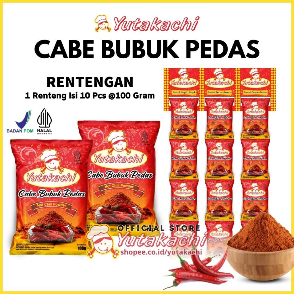 

[RENCENG] Cabe Bubuk Pedas 1Kg Yutakachi (Bundle 100gr x 10 pcs) / Extra Hot Chili Powder