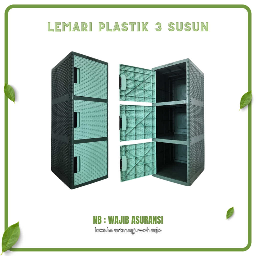 Almari Lemari Plastik 3 Susun 1 Pintu Lemari Baju Lemari Kosmetik