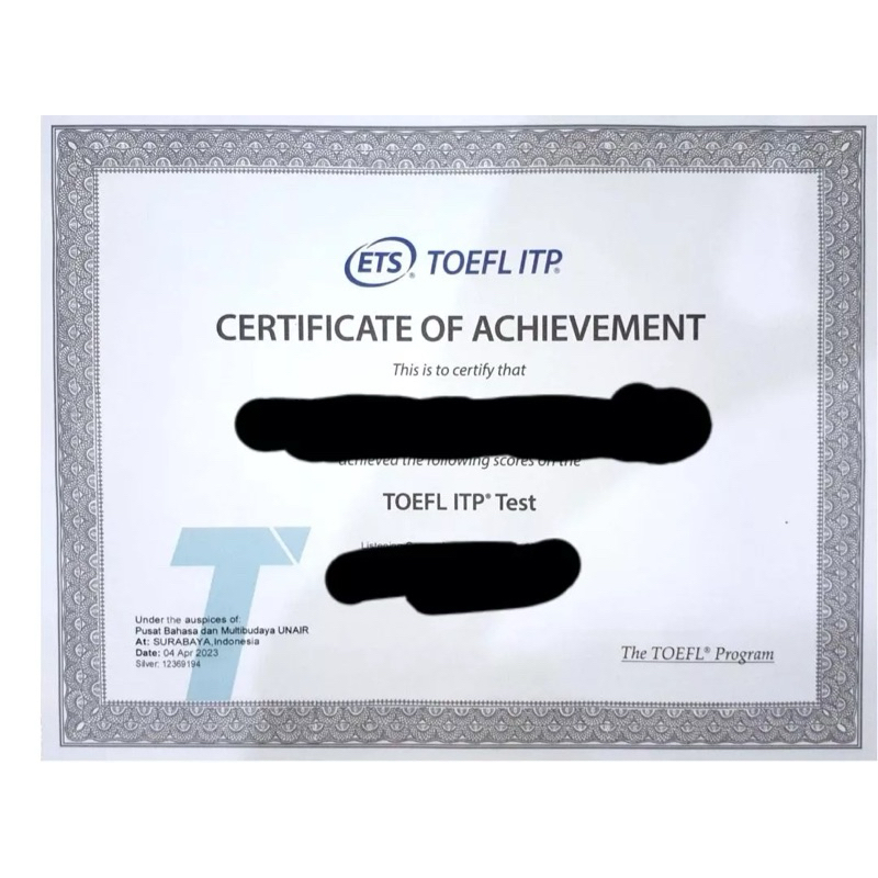 TOEFL ITP ACHIEVMENT SERTIFIKAT ITP TERMURAH TOEFL ITP