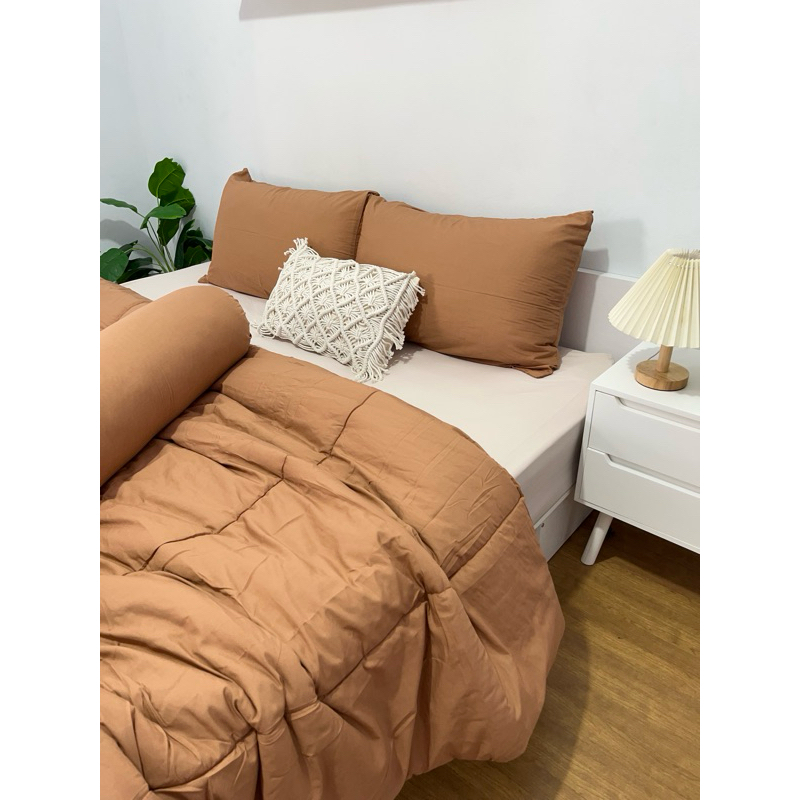Menys - Sprei Polos Cocoa mix Beige | Sprei Anti Geser | Sprei Polos Katun Halus dan Lembut