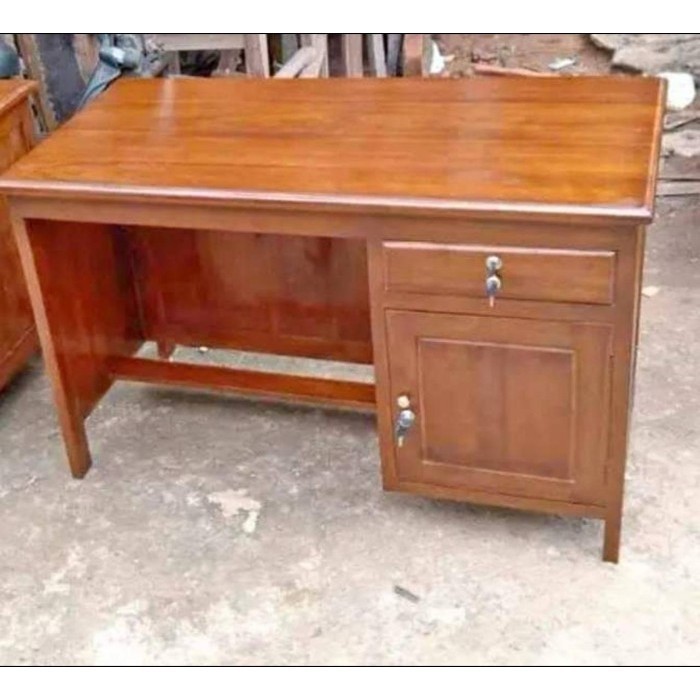 MEJA Kantor - Meja Kerja - V10 - Kayu Jati 120 CM | TJ Furniture Jepara