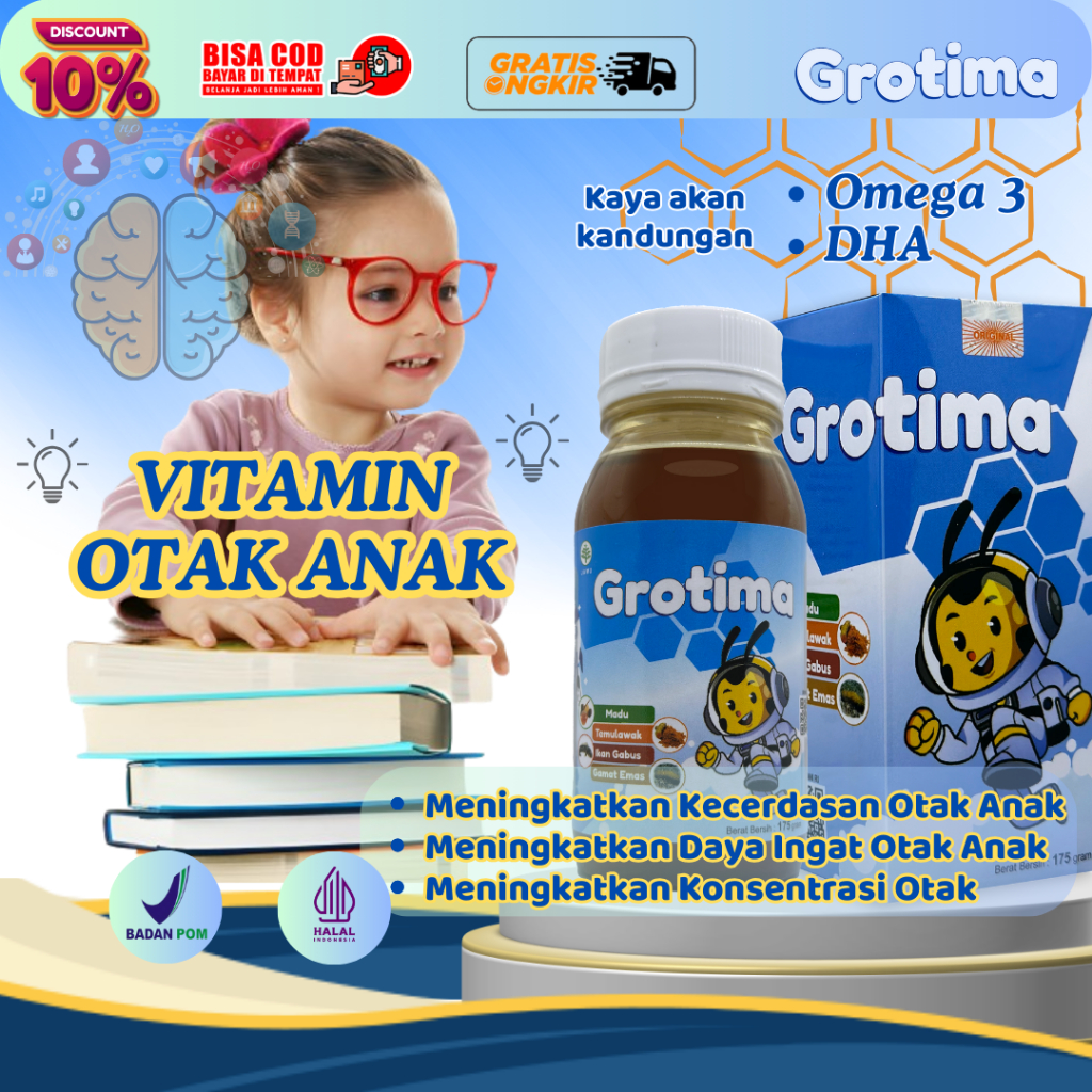 Vitamin Otak Anak Cerdas / Vitamin Kecerdasan Otak Anak / Madu Antariksa Vitamin DHA Otak Anak