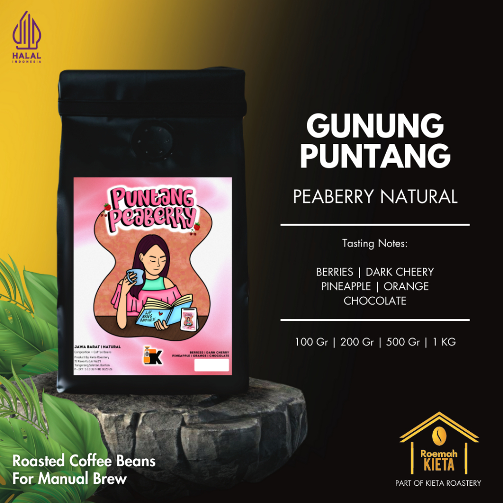 

Roemah Kieta - Biji Kopi Arabika Puntang Peaberry Natural | Bubuk Roasted Coffee Beans