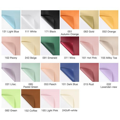 

[Premium] Kertas Flower Wrapping - Flower Wrap Paper Cellophane Matte Solid Full Color Non Transparant Polos Mono Color OPP Mate / Non Transparent - Bungkus Kado Bucket Buket Bunga Polos Florist Bouquet Gift Waterproof Korea Style 58 x 58 cm Murah