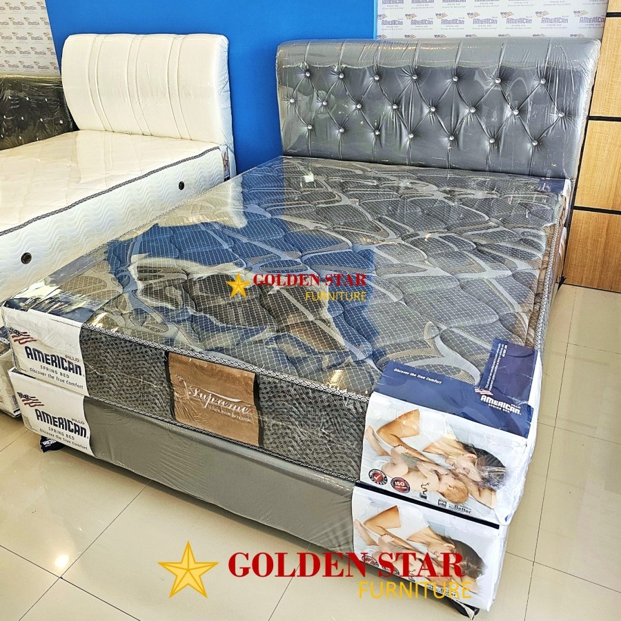 Kasur American Pillo Supreme / SET Spring bed 120/160/180 Springbed 120x200 160x200 180x200 Abu Abu 