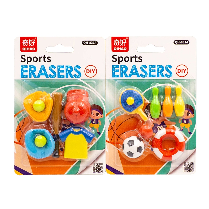 

8314 Set penghapus karakter hobi olahraga sepakbola golf sensory play bongkar pasang stationery