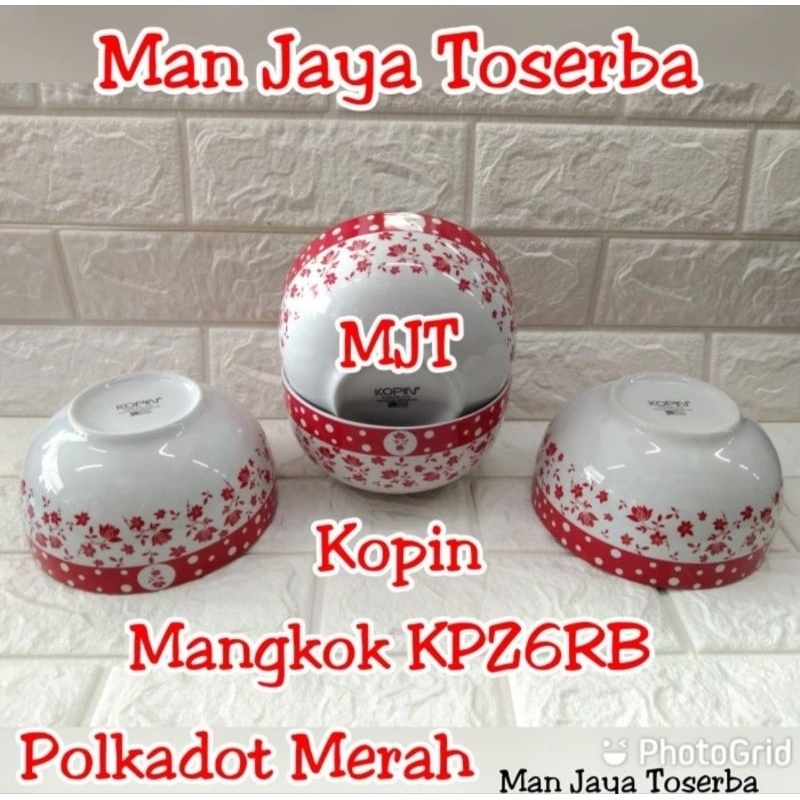 mangkok keramik polkadot motif bunga merah mangkok kopin porcelain KPZ6RB