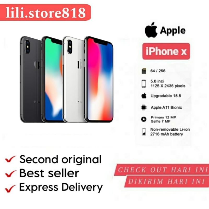 iPhone X 64GB/256GB Second Bekas fullset mulus 100% original