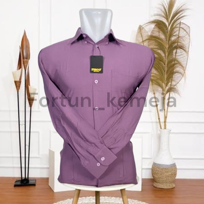 kemeja pria ungu taro-kemeja polos lengan panjang-kemeja ungu taro-kemeja pria