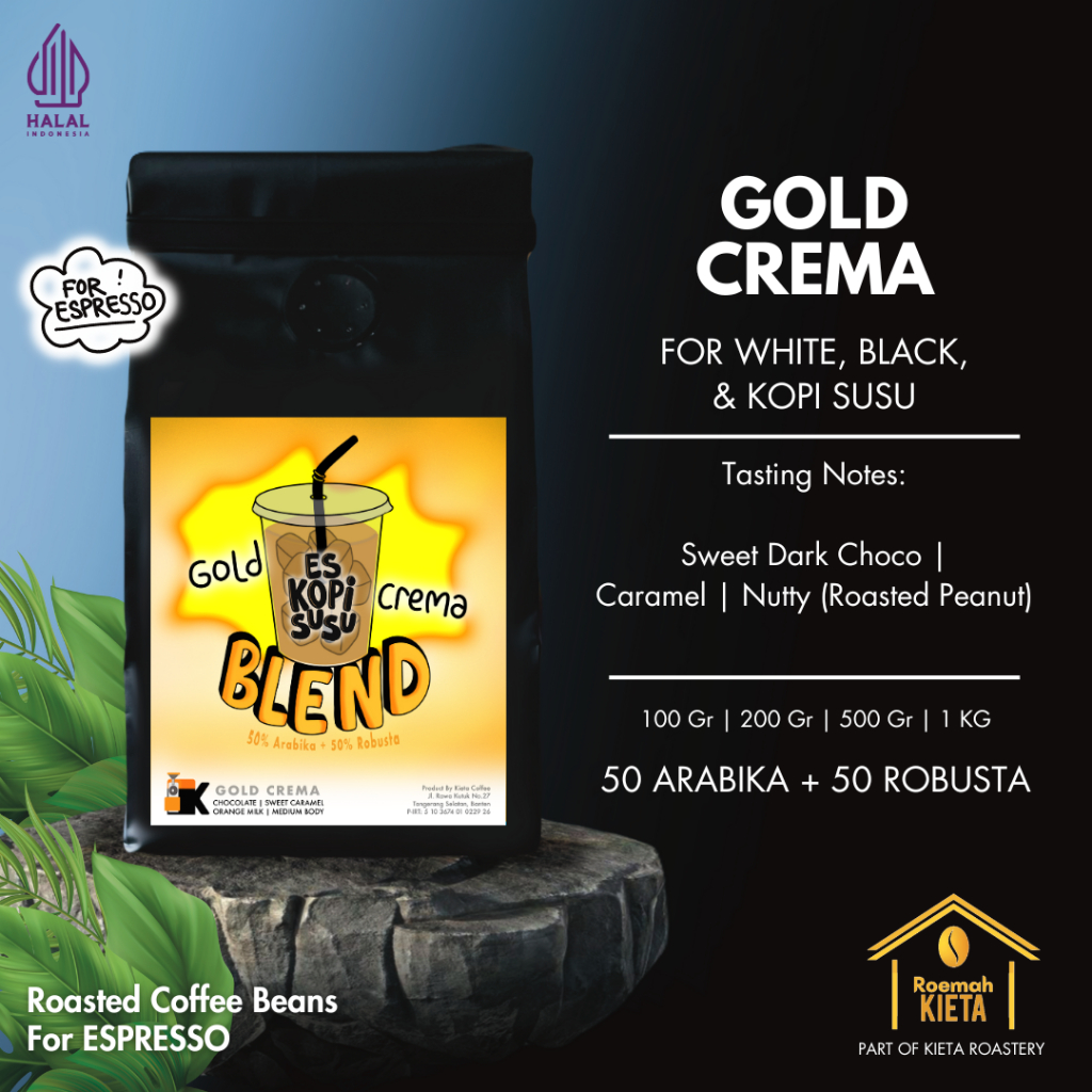 

Roemah Kieta - Biji Kopi Espresso GOLD CREMA for Kopi Susu 50% Arabika | Bubuk Roasted Espresso Coffee Beans