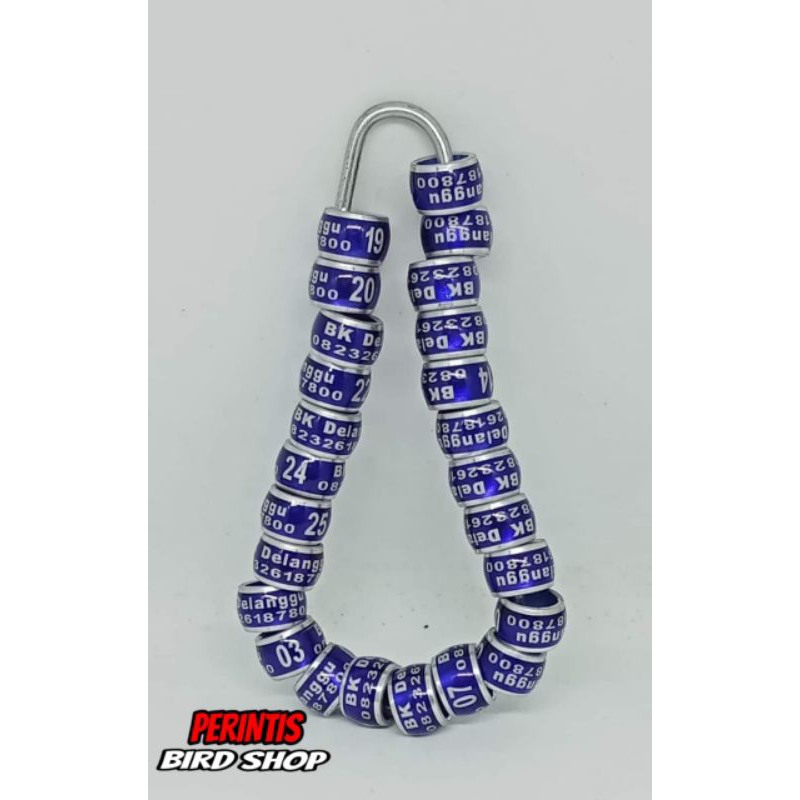 RING MERPATI MURAI PERKUTUT KENARI MODEL DONAT MK  WARNA BIRU TUA LIS SILVER BISA REQUEST NAMA NO HP