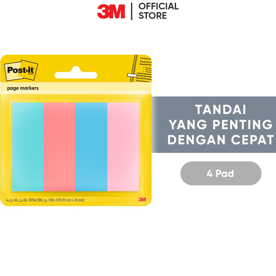 

BARANG TERUPDATE 3M Postit Penanda Halaman Floral Fantasy Page Marker 6714ASST Menandai dengan cepat 4 pad 1x3 inci Untuk labeling pengingat