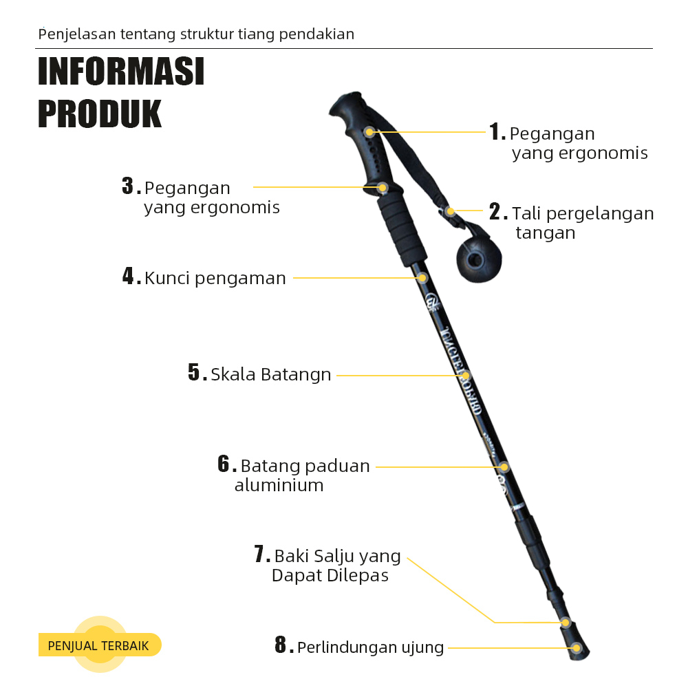 Deelion Tongkat pendakian gunung/tongkat pendakian (tanpa senter)/tongkat pendakian luar ruangan