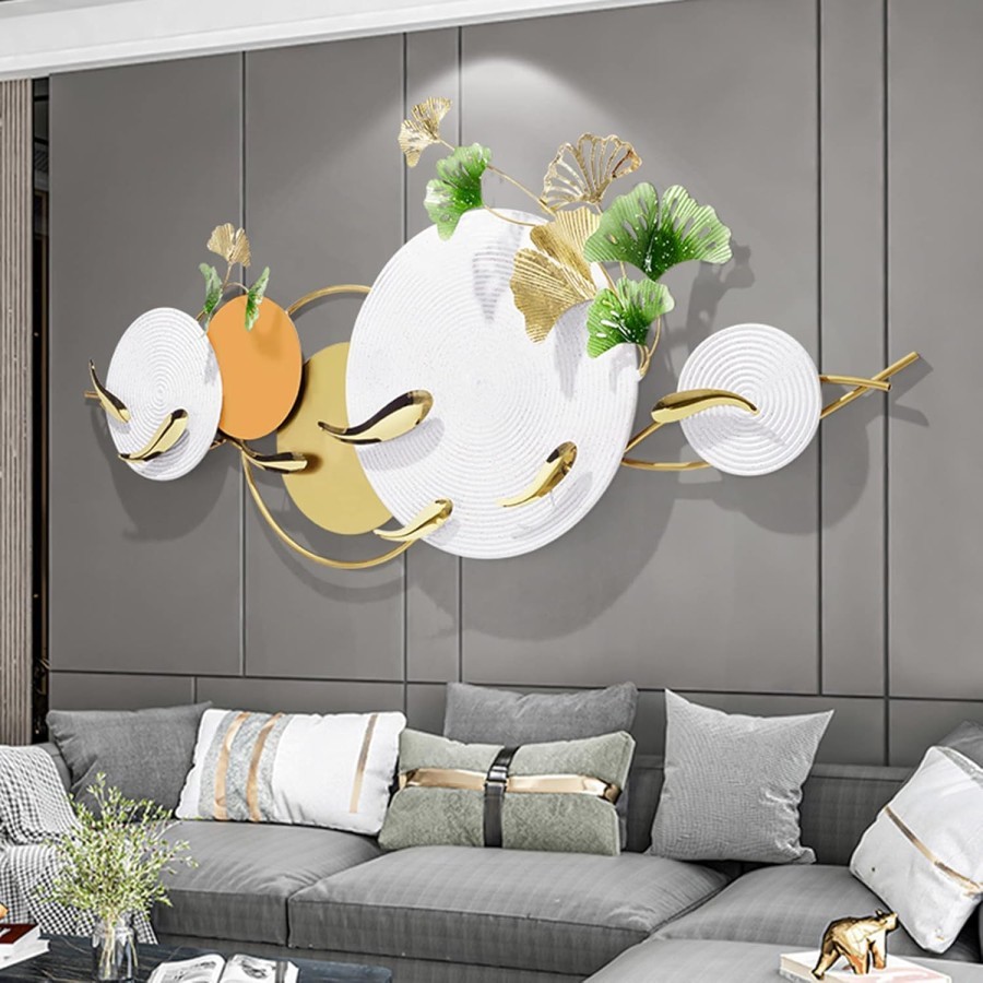 CLAI Wall Decor WallDecor Art Nordic Hiasan Dekorasi Pajangan Dinding Rumah Kamar Tidur Cafe Resto Kantor Tembok Metal Besar Bahan Besi Emas Anti Karat Lukisan Frame Ukuran Besar 3D Mewah Kreatif Gantungann Dinding Baju