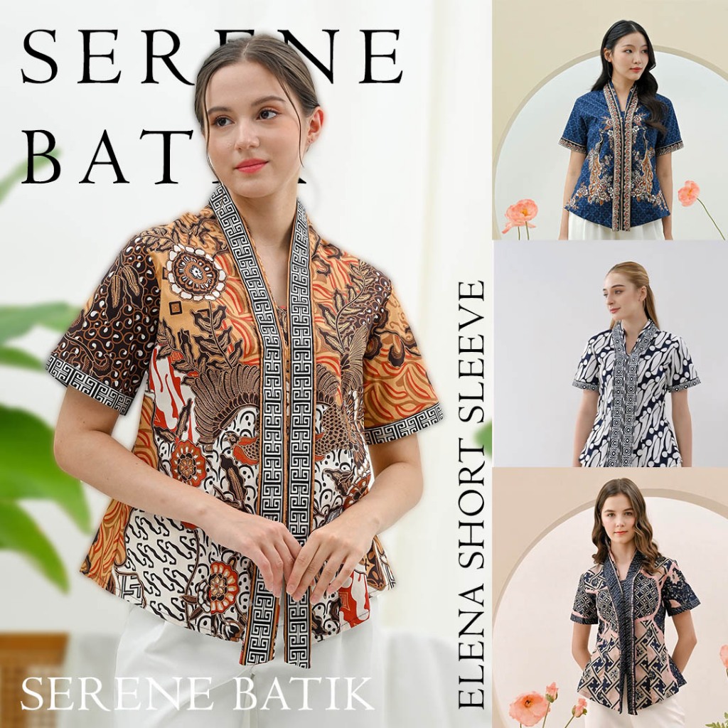Blouse Batik Wanita Elena Top Short Sleeve - Atasan Batik - Batik Wanita - Blouse Batik - Atasan Wan