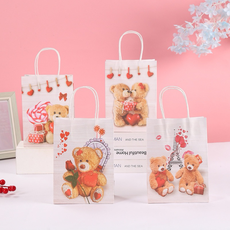 

Paper Bag Goodie Bag Tas Souvenir Kertas kado kertas tas Motif bear beruang love Ultah Ulang Tahun Anak Happy Birthday