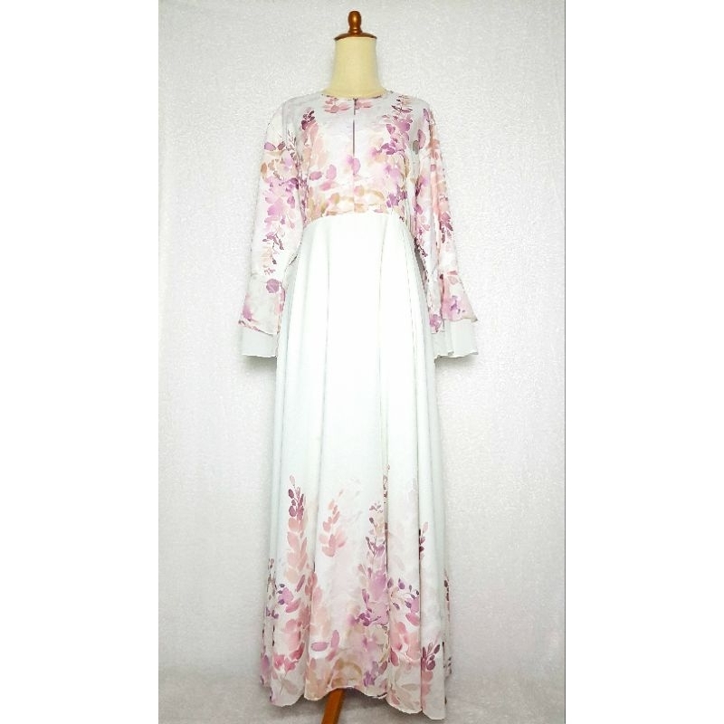 Gamis Ceruty Motif Bunga | Dress Motif | Gamis Kekinian| Gamis Jumbo | Gamis Big Size | Baju Wanita 