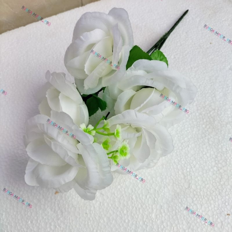 bunga mawar mekar artificial lusinan 12 tangkai bunga warna PUTIH BW