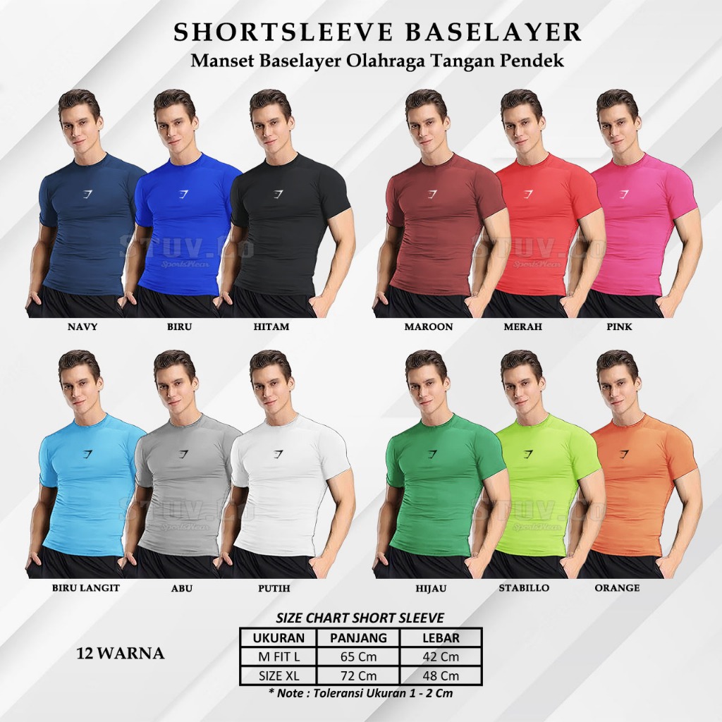 BAJU MANSET BASELAYER LENGAN PENDEK TANGAN PENDEK OLAHRAGA  PRIA WANITA