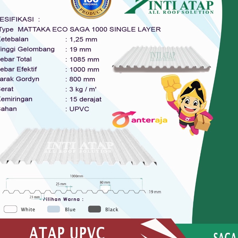 KF7 ATAP UPVC MATTAKA ECO SAGA SINGLE LAYER