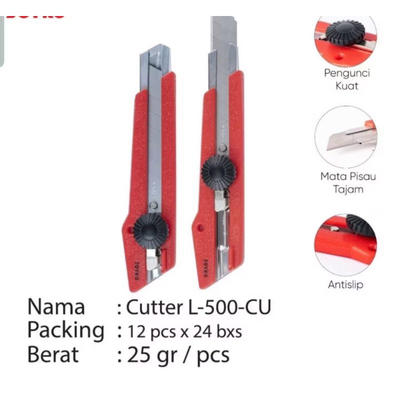 

CUTTER L-500 - CU MERAH BESAR POTONG PEMOTONG KERTAS