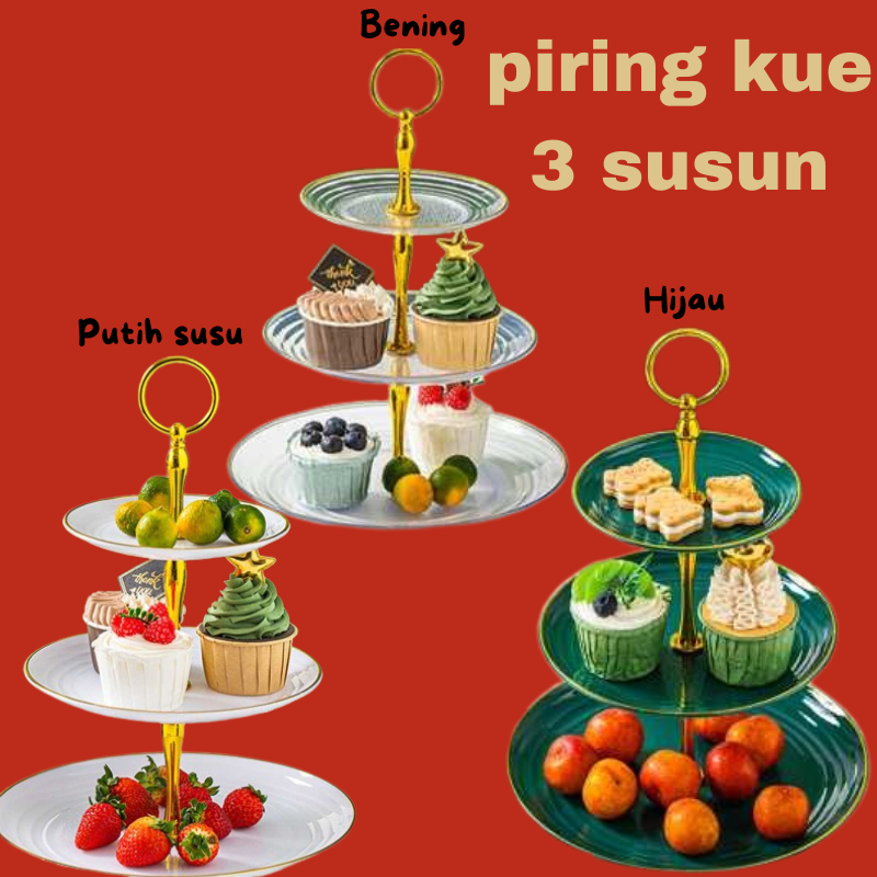 Rak Kue Susun 3 Tingkat  Piring Kue 3 susun Detachable Plate Cake Stand Display