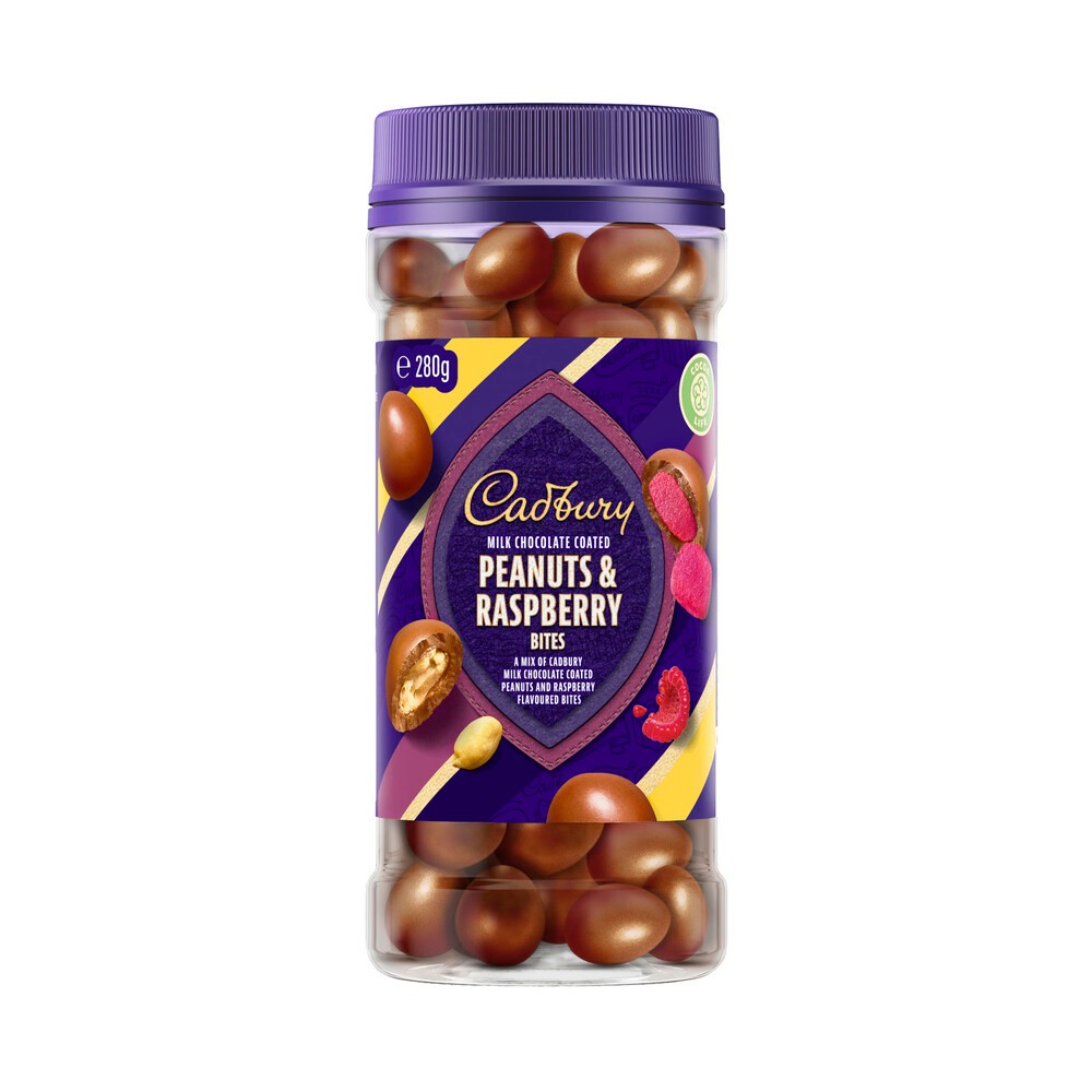 

Cadbury Milk Chocolate Coated Peanuts & Raspberry | 280g Australia