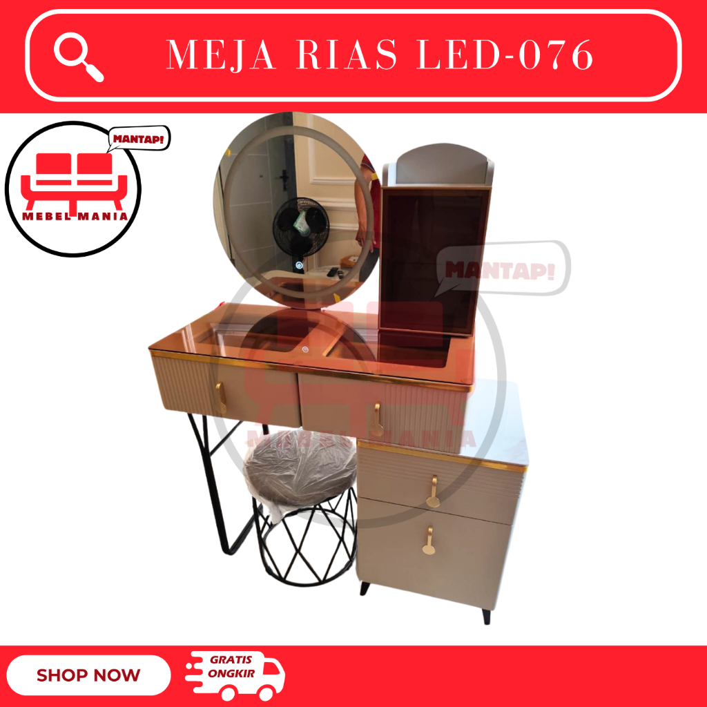 Meja Rias - Meja Rias Lampu Minimalis - Meja Make Up LED-076