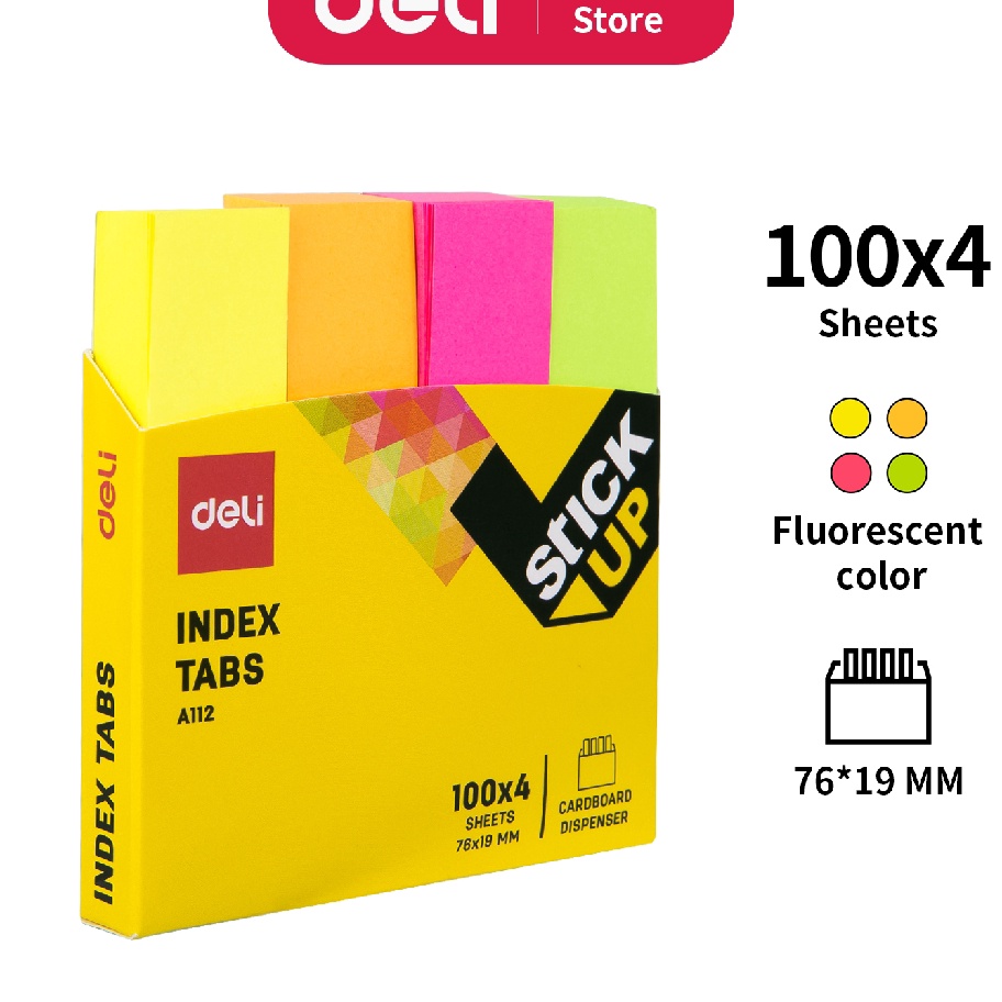 

BIG SALE Deli Index Tab penanda warna cerah melekat kuat media yang ditempel tetap bersih 1sheet EA1122