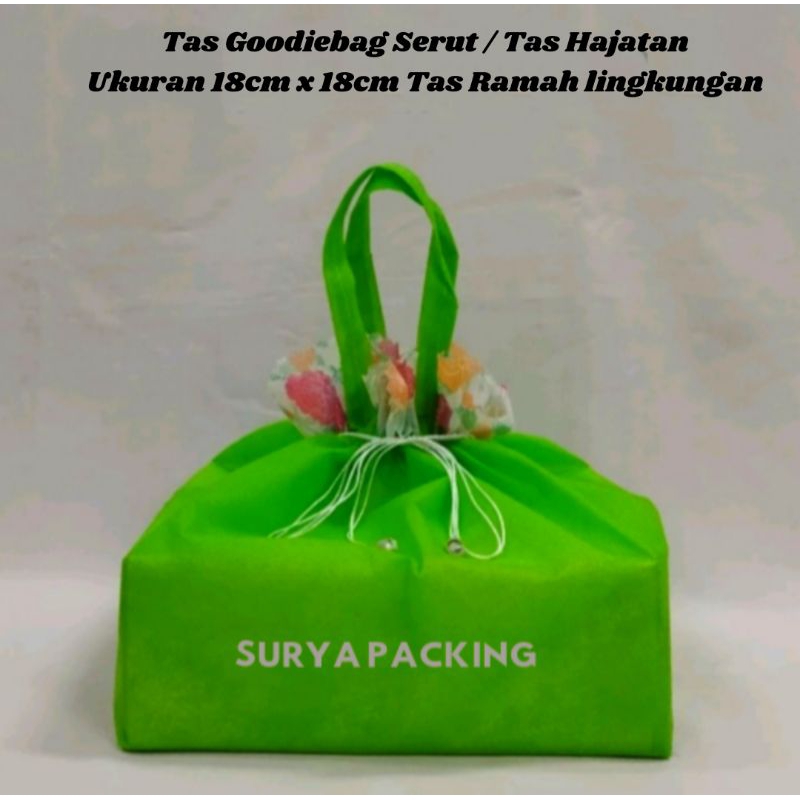 

•LUSIN•Spunbond Tas Serut Box Hajatan Kotak Nasi 18x18 (12pcs)