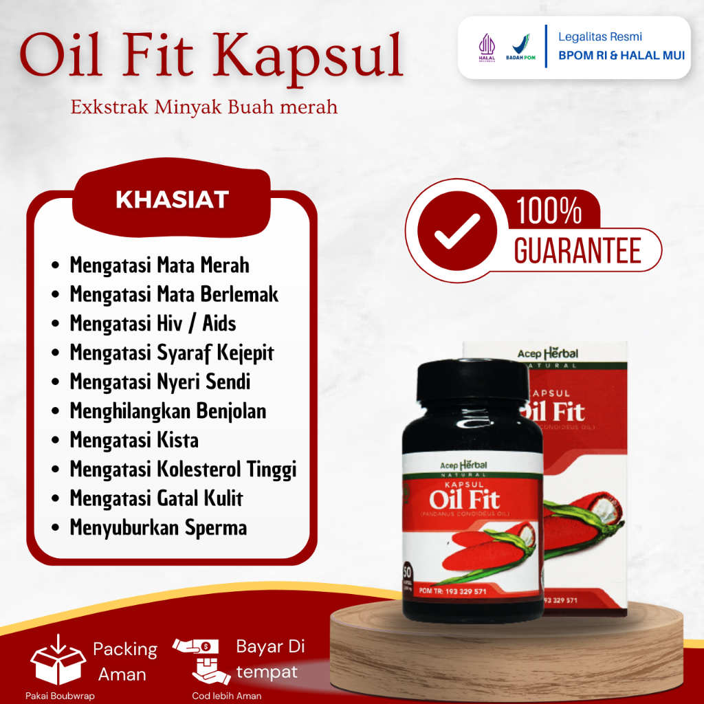 Kapsul Oil Fit Buah Merah Papua - Oil Fit Herbal Original - Oil Fit Kapsul 50 Kapsul
