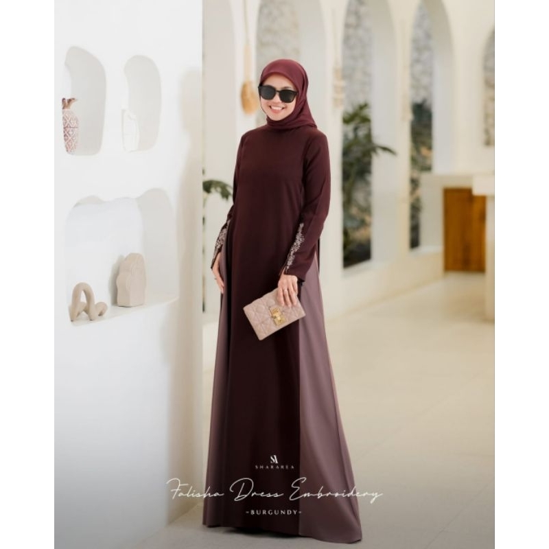 FALISHA DRESS EMBROIDERY BY SHARAREA_ORIGINAL_READY SIAP KIRIM